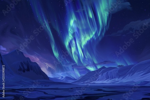 Wallpaper Mural Breathtaking Northern Lights Illuminate the Barren Tundra in a Mystical Display of Vibrant Colors and Natural Beauty at Night Torontodigital.ca