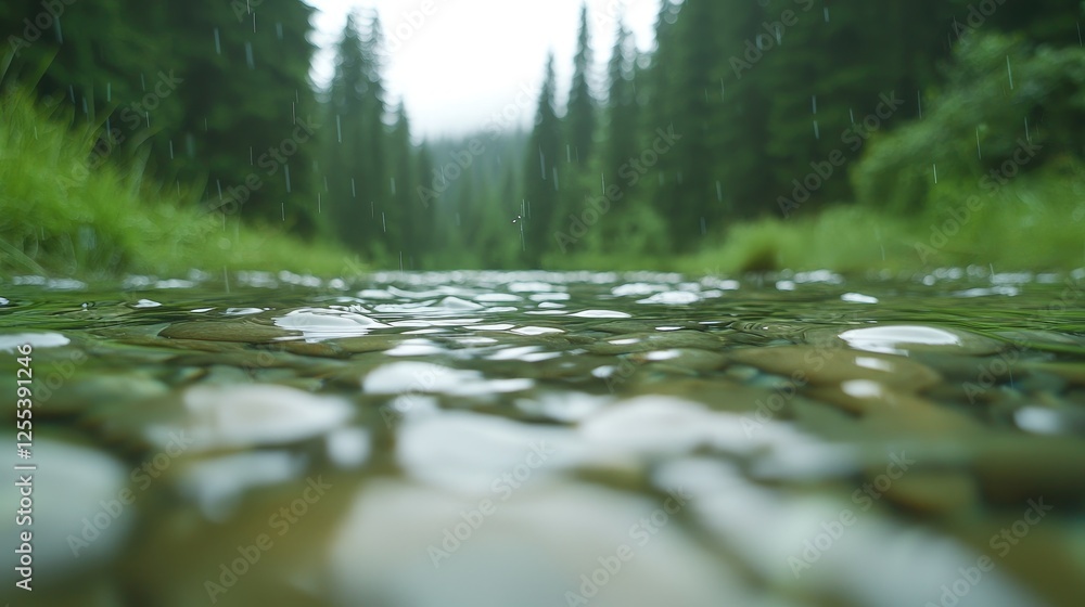 Rain Forest Creek, Water flowing, Trees, Cloudy day, Nature scene, Peaceful Rain Forest Creek, Water flowing, Trees, Cloudy day, Nature scene, Peaceful