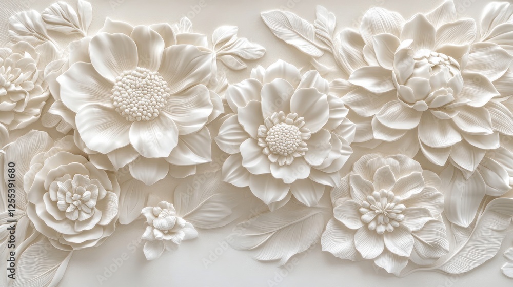 White 3D Floral Wall Decor White 3D Floral Wall Decor