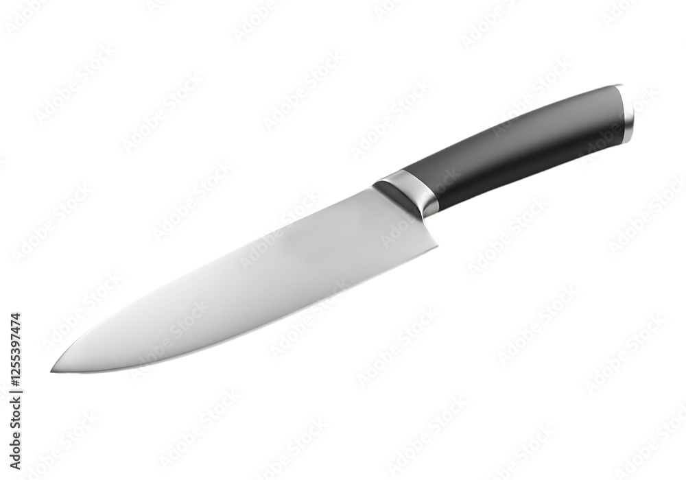 Chef Knife with Black Handle Close-Up Sharp Professional Kitchen Tool Chef Knife with Black Handle Close-Up Sharp Professional Kitchen Tool