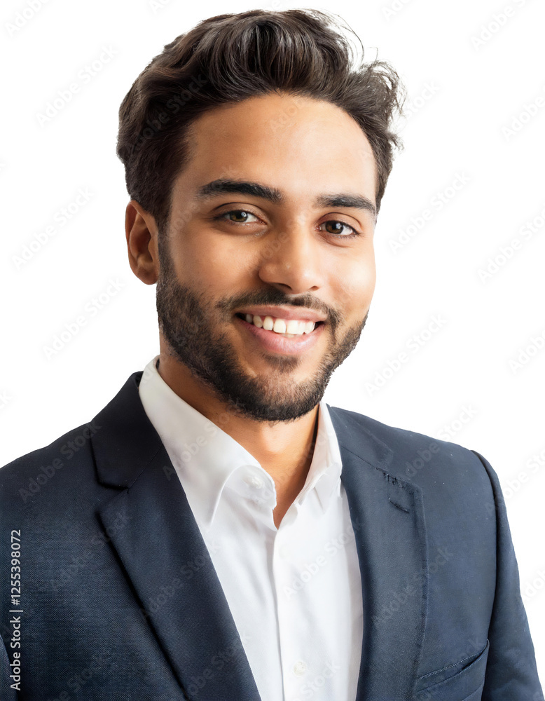 Portrait of only one Man. White Background. Portrait of only one Man. White Background.