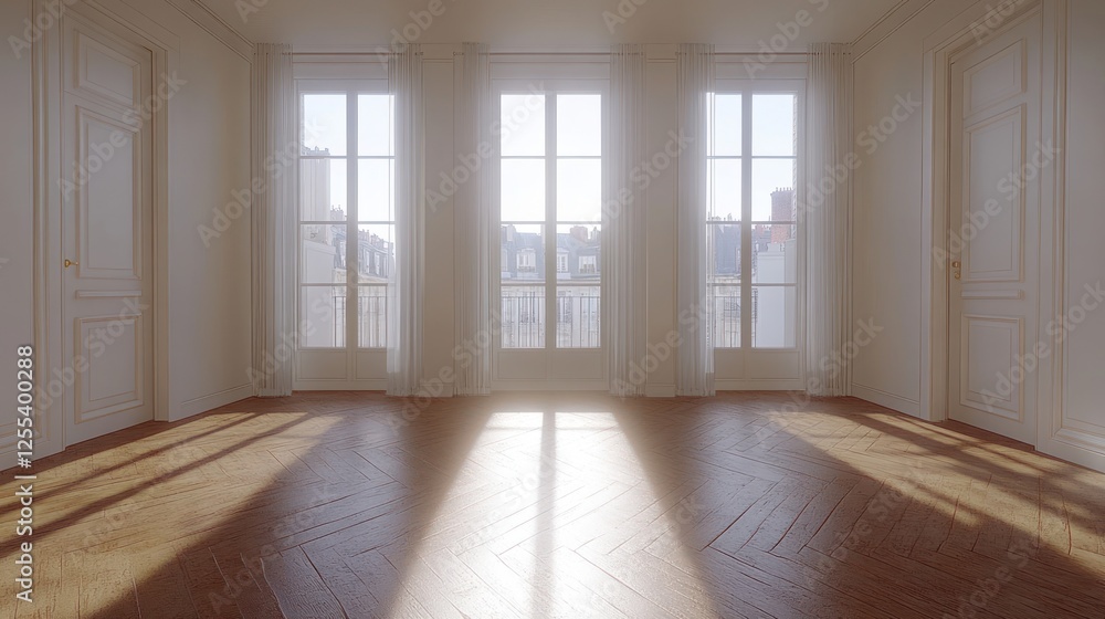 Fototapeta premium Sunlit Parisian Apartment Interior