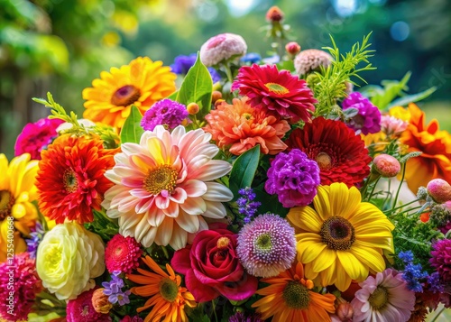 Panoramic spring bouquets: vibrant garden flowers in stunning, colorful arrangements.