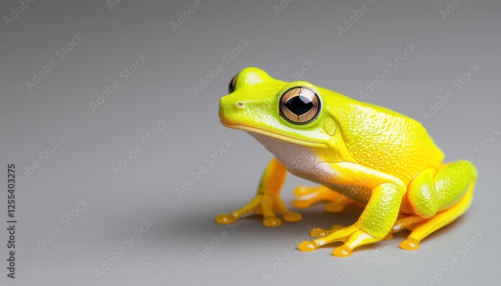 Obraz premium A vibrant yellow-green frog showcasing its colorful features against a simple background.