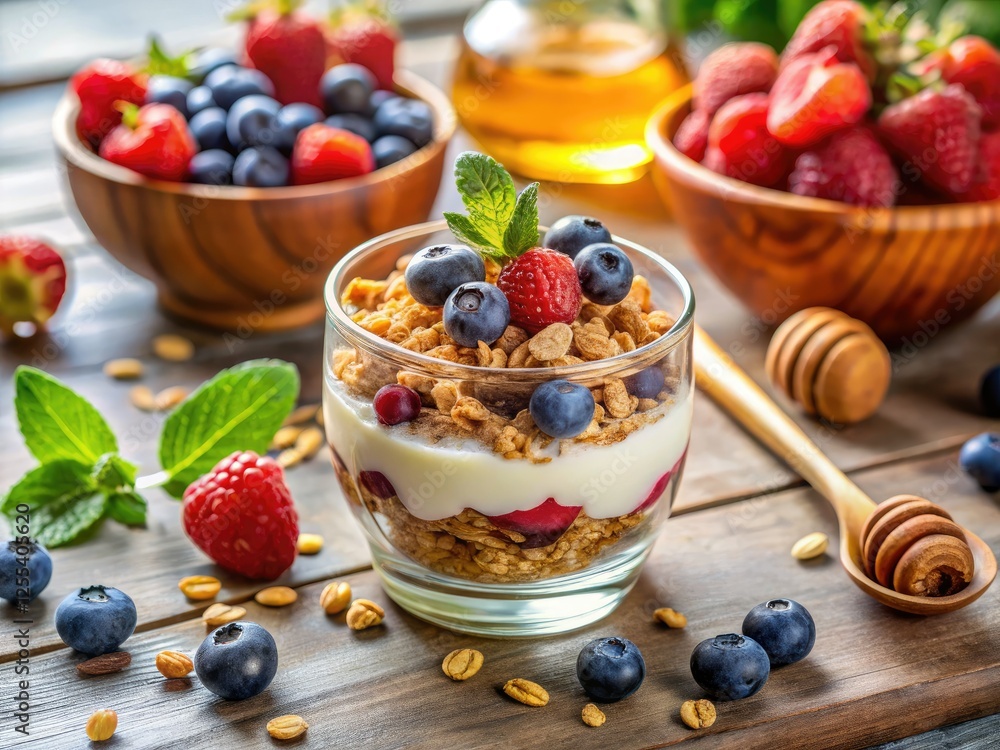 Start your day with wholesome granola, creamy yogurt, juicy berries, and a touch of honey. Start your day with wholesome granola, creamy yogurt, juicy berries, and a touch of honey.