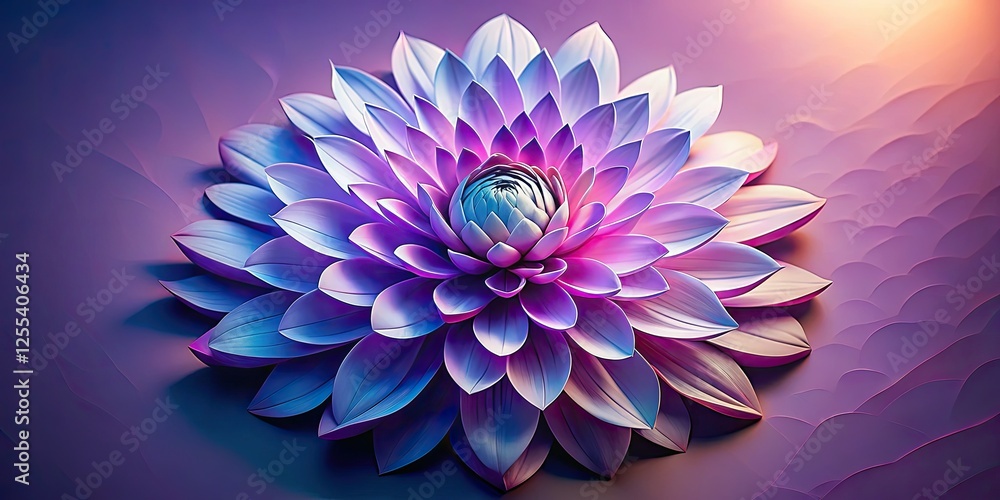 Obraz premium Stunning aerial drone shot: vibrant 3D flower blossoms, smooth petals against a serene lavender backdrop.