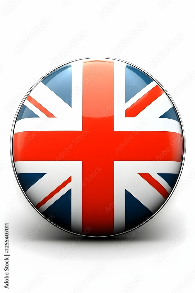 Obraz premium United Kingdom flag sphere button icon. Political, cultural and social topics. Illustration. Could be used for travel guides