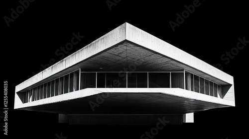 Modernist Architecture, Concrete Building, Architectural Design, Abstract Structure, Black and White Image,  for Stock Photo photo