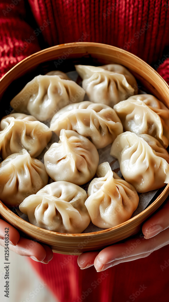 Hands holding dumplings
Hands holding dumplings