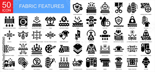 fabric features. glyph icons collection set. Simple vector illustration