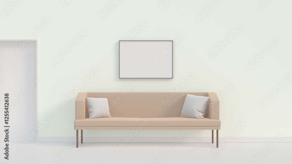 Picture frame hanging behind the living room sofa Picture frame hanging behind the living room sofa
