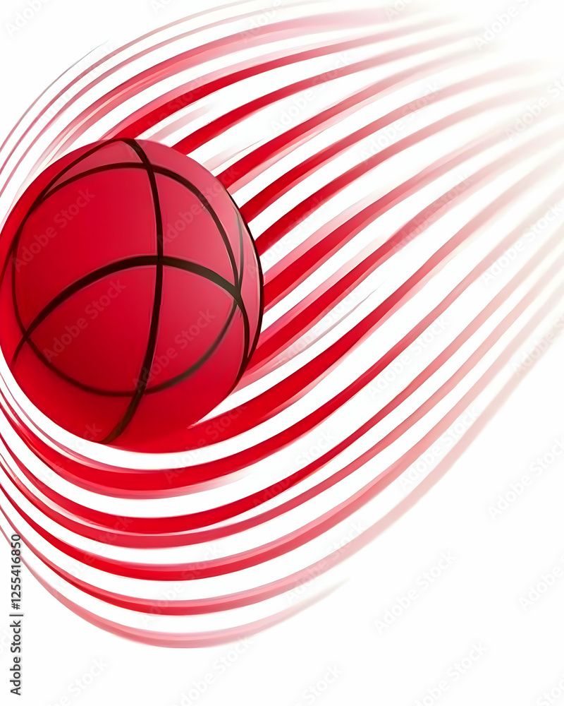 Fototapeta premium Red basketball illustration speeding with motion lines, for sport concepts, design elements or backgrounds