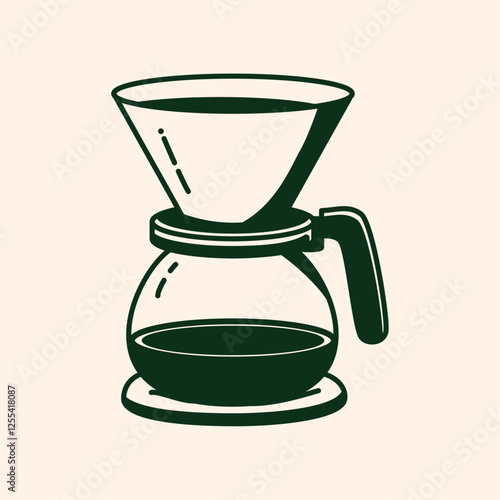 A freshly brewed pot of coffee sits ready to be enjoyed, hand drawn style