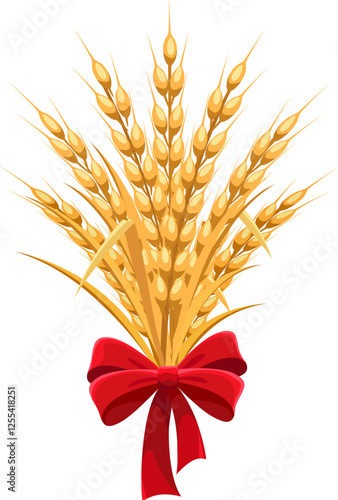 Ears of wheat with red bow