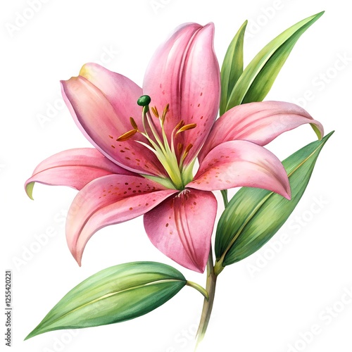 Pink lily flower bouquet isolated on white background