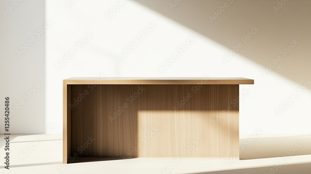 Fototapeta premium An empty table stands in an empty room in 3d style for product presentation and advertising