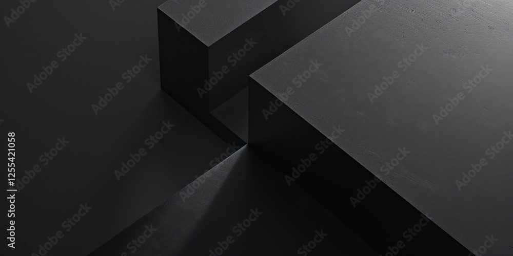 An abstract minimalist concept set against a solid black backdrop, Geometric patterns and minimalistic details, Contemporary minimalist style