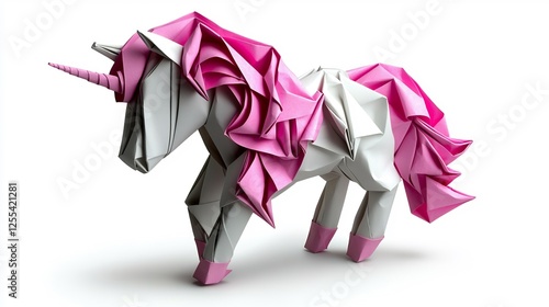 Pink And White Origami Unicorn
