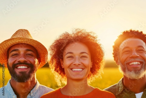 Autumn Joy in Togetherness Diverse Friends Celebrating Each Person is a Person of Worth Day - Inclusive Campaigns in Warm Rustic Fields for Seasonal Connection and Community Building photo