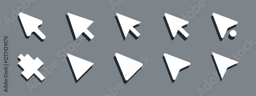 Mouse pointer curcor style with shadow vector icon set simple