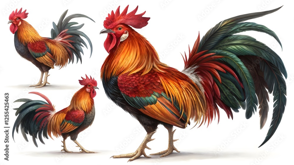 Fototapeta premium rooster on white background