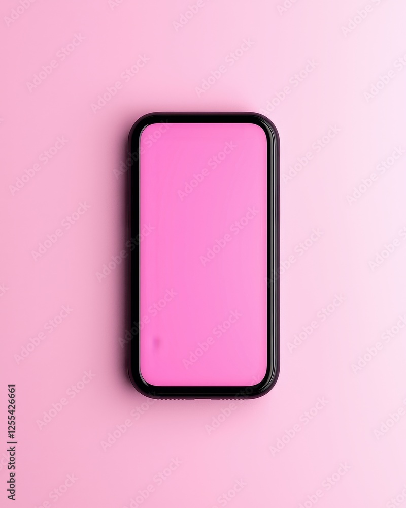 Minimalist smartphone on a pink background, showcasing modern design and color. Minimalist smartphone on a pink background, showcasing modern design and color.