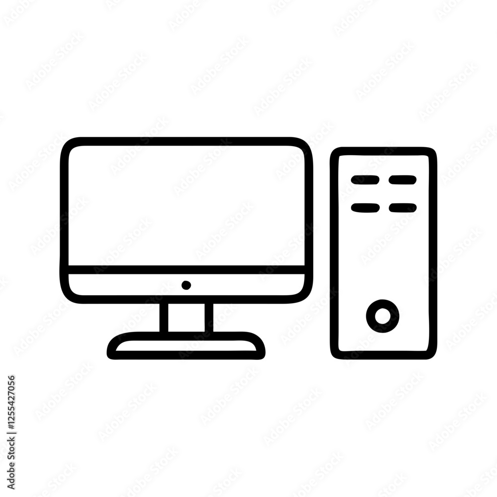 Desktop computer icon, modern outline Desktop computer icon, modern outline