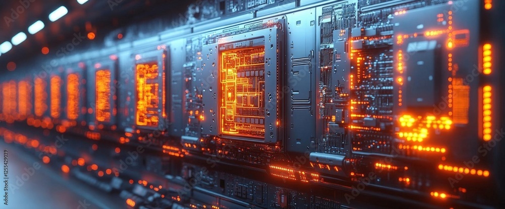 Obraz premium Futuristic Glowing Circuit Board Technology