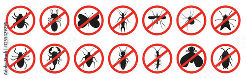 Pest control symbols collection on a white background