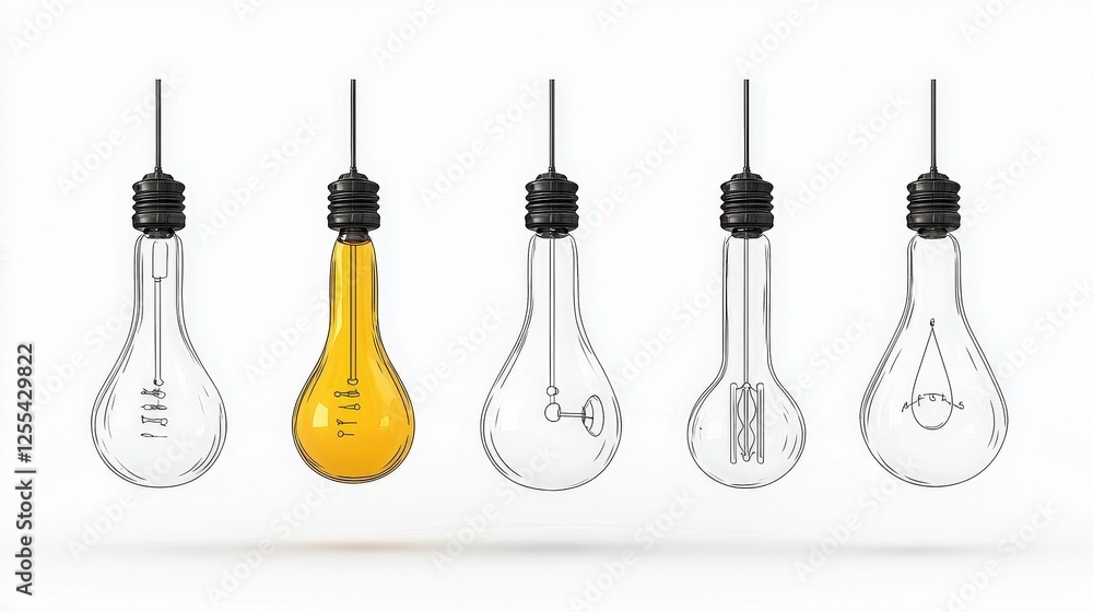 Variety of Light Bulbs Representing Different Styles and Designs for Home and Office Decor Variety of Light Bulbs Representing Different Styles and Designs for Home and Office Decor