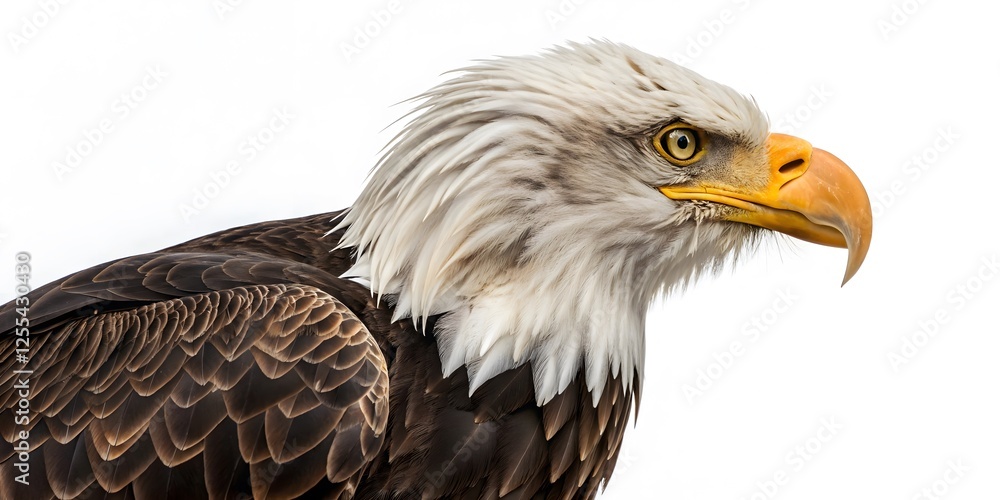 Naklejka premium portrait of a bald eagle on white background