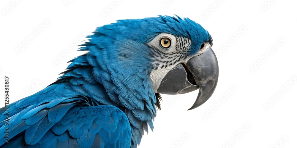 Fototapeta premium portrait of a blue macaw isolated on white background