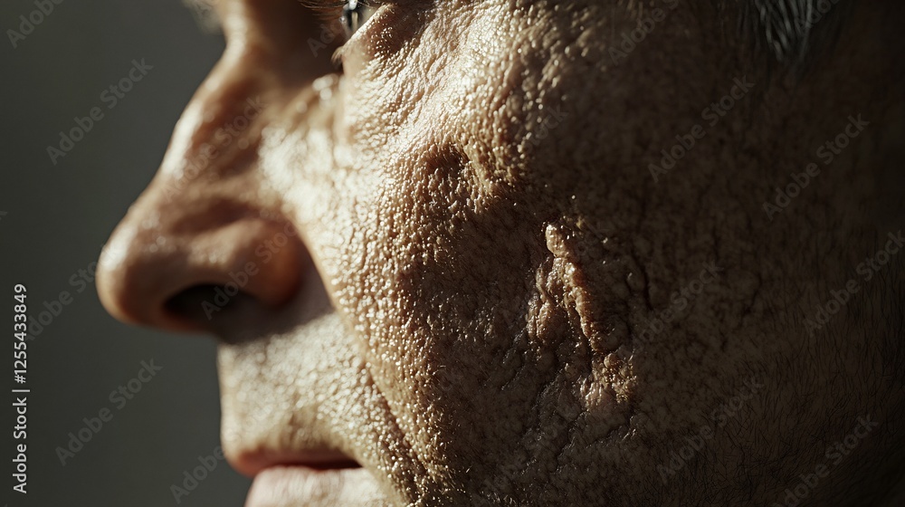 Fototapeta premium Close-up of Man with Psoriasis Skin Condition on Face