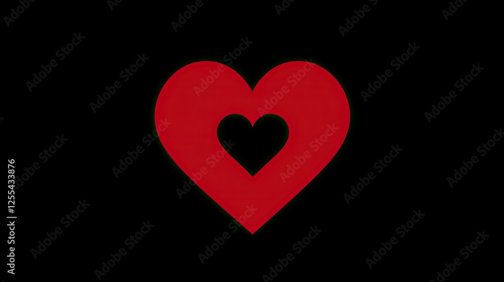 Red Heart Shape with Inner Heart Design Red Heart Shape with Inner Heart Design