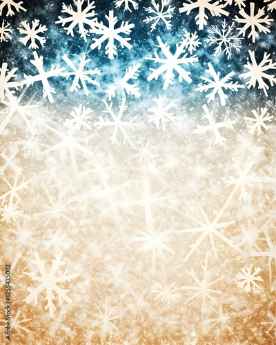 Wintery flakes falling. Background with snow effect. Christmas sale advert background. Greetings card design, party invitation