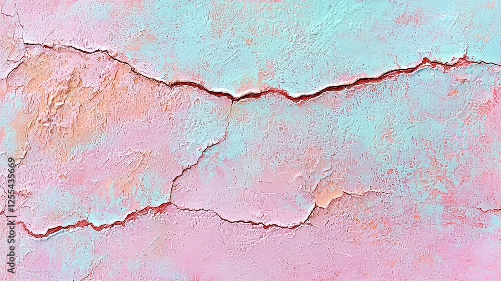 Obraz premium Abstract Texture of Cracked Pink and Blue Wall with Subtle Shades