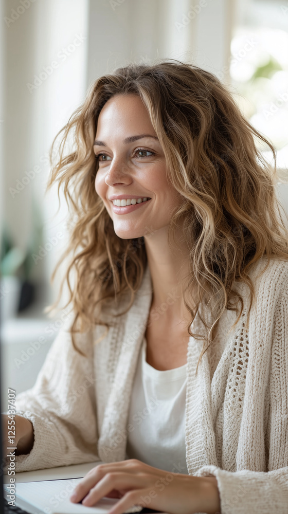 Fototapeta premium Businesswoman engaged in video conference webinar 