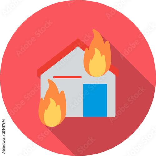 Unique Fire Consuming House Vector Icon