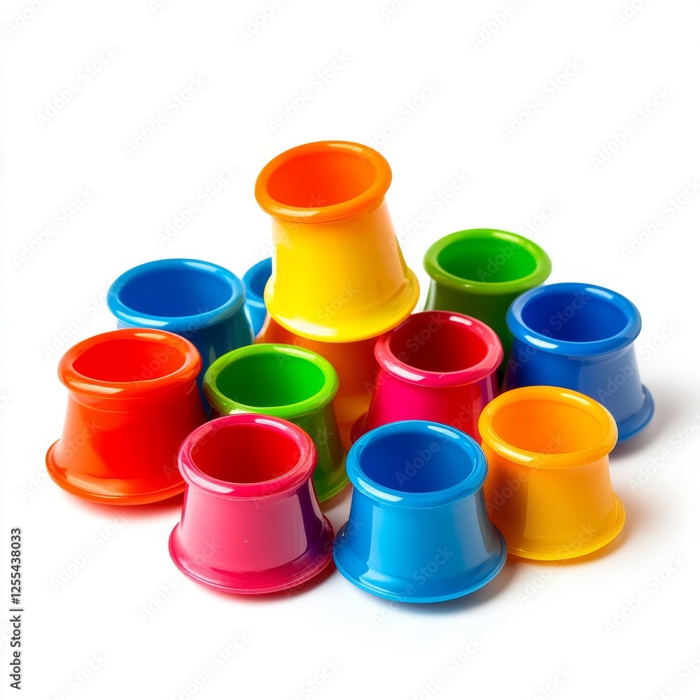 A bunch of colorful foldable cups evokes happy summer sensations A bunch of colorful foldable cups evokes happy summer sensations