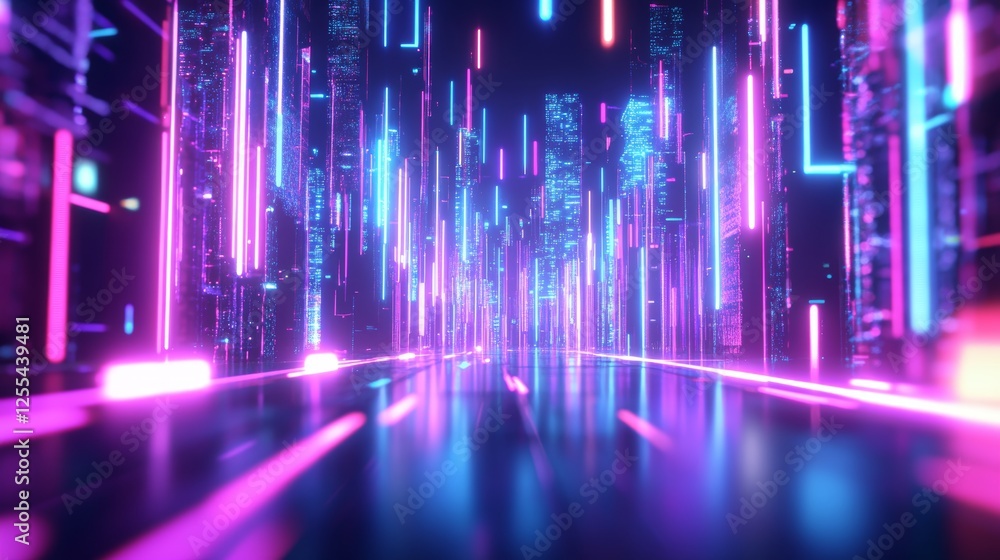 Vibrant blurred neon city lights in bokeh style create a captivating urban futuristic backdrop Vibrant blurred neon city lights in bokeh style create a captivating urban futuristic backdrop