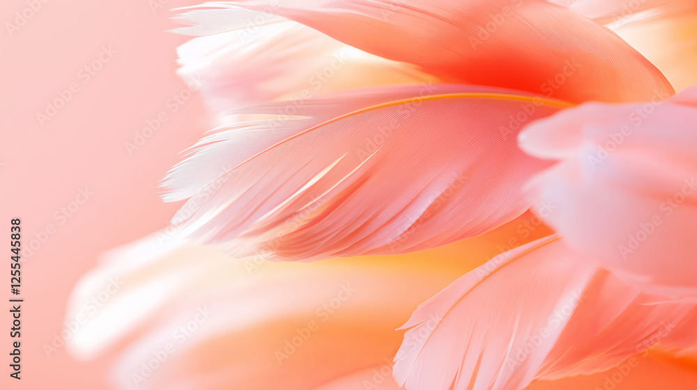 Soft pink feathers with warm golden light Soft pink feathers with warm golden light