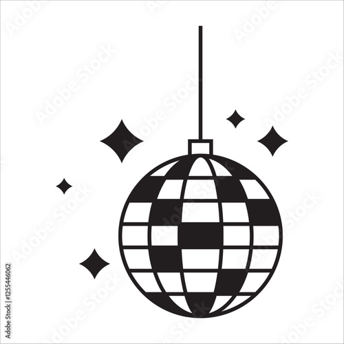 Disco ball with stars icon, disco ball sign – stock vector
