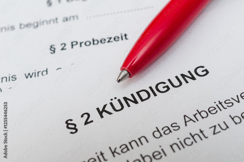 Obraz premium Kündigung Arbeitsvertrag