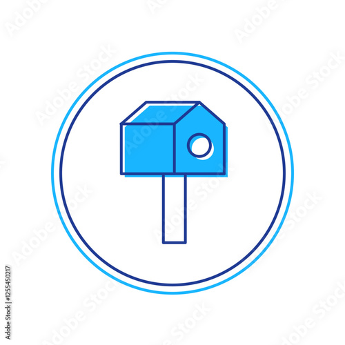 Filled outline Bird house icon isolated on white background. Nesting box birdhouse, homemade building for birds. Vector