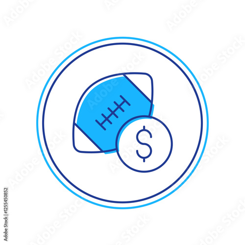 Filled outline American football betting money icon isolated on white background. Football bet bookmaker. Soccer betting online make money. Vector