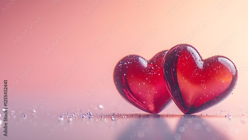 Fototapeta premium Tenderly Touched Hearts A Delicate Depiction of Unconditional Love and Affection for Valentine's Day.