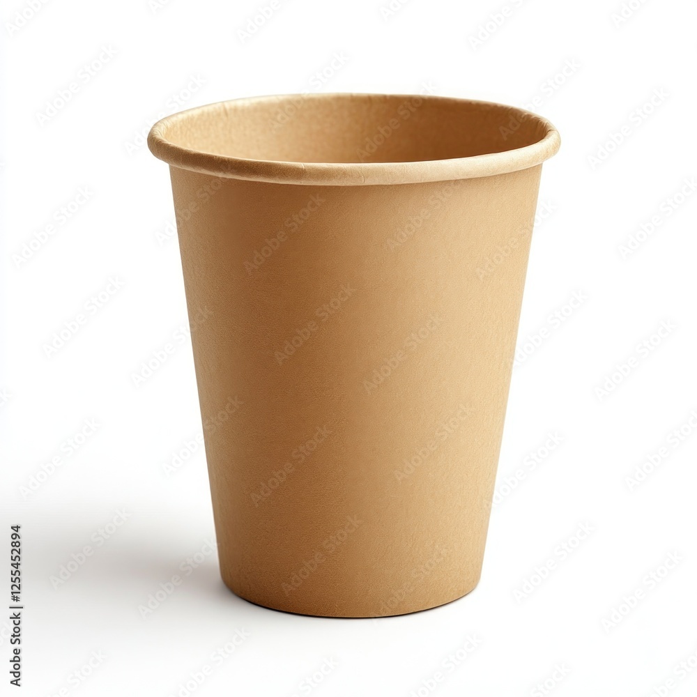 Single brown paper cup on white background, for cafe menu design Single brown paper cup on white background, for cafe menu design