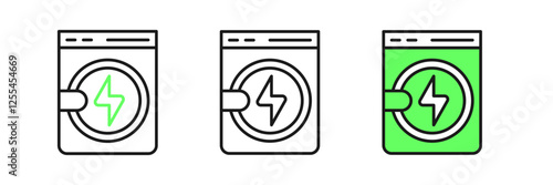 Set line Washer icon isolated on white background. Washing machine icon. Clothes washer - laundry machine. Home appliance symbol. Vector
