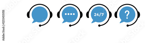 Support service. Customer support, assistance, technical support, customer service, call center, hotline, operator, staff, agent, service icon. Call center symbols. Service concept symbols
