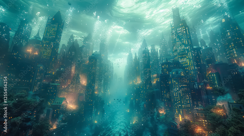 Fototapeta premium underwater cityscape water background